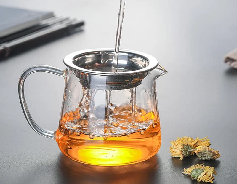 Théière en verre transparent résistant à la chaleur, tasse juste, théière Cha Hai avec infuseur, bou