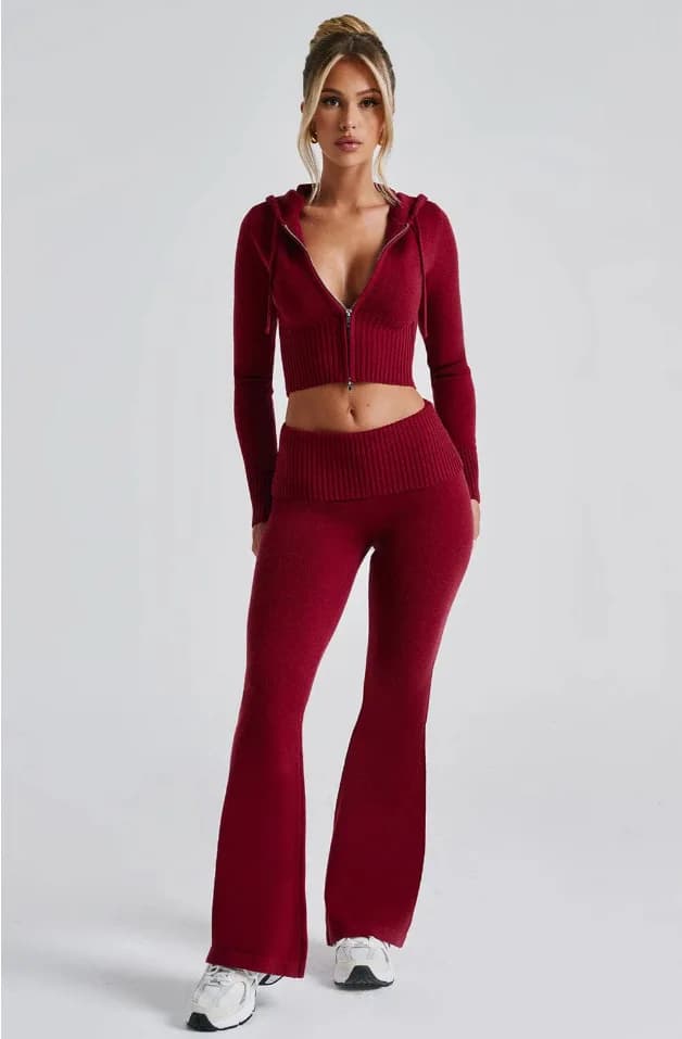 Nouvelle collection printemps - Vêtements pour femmes - Haut court à capuche slim - Pantalon décontr