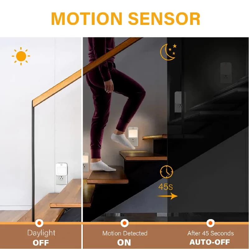 Veilleuses LED à capteur de mouvement, prise UE, lumière d'armoire à intensité variable pour bébé, c