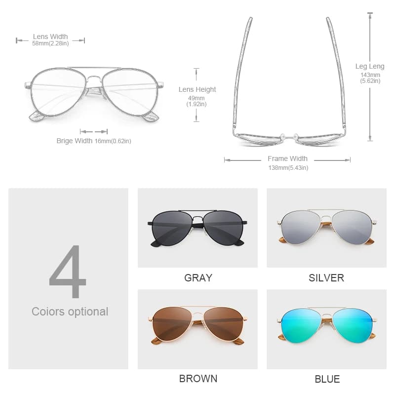 Oi bois lunettes de soleil pilote lunettes de soleil hommes femmes lunettes polarisées bleu Uv400 le
