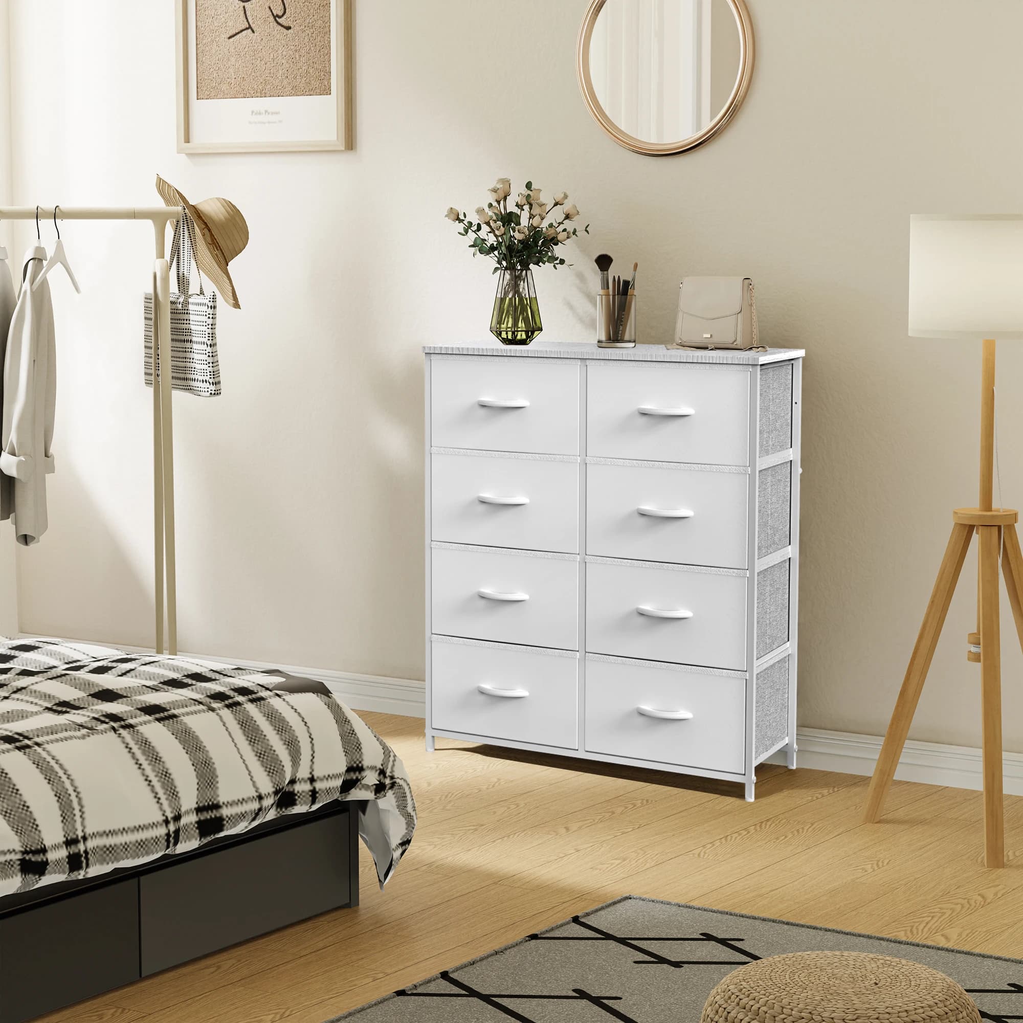 JIAN-Armoire de Rangement pour Chambre d'Enfant, 8 Tiroirs de Proximité en Tissu, Cadre en Acier, Pl