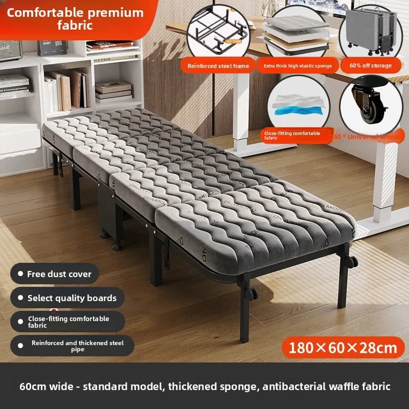 Lit pliant, meubles de lit d'invité portables, lit pliant avec 360 °   Matelas en mousse à mémoire d