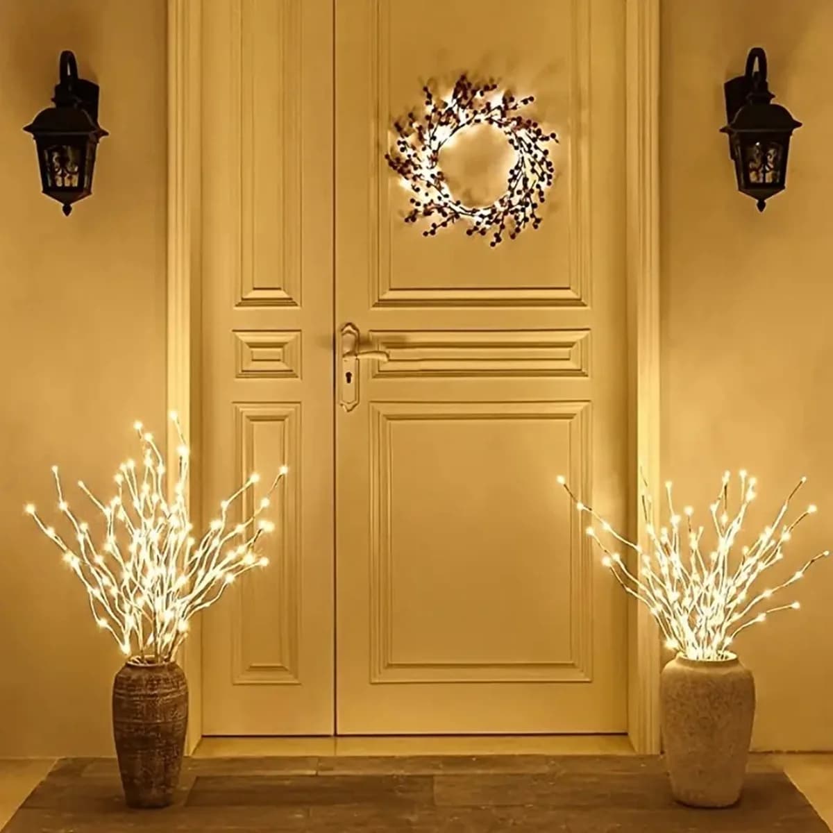 Lumière LED de branche de bouleau blanc, lumières de fête à piles, décoration de mariage, lumières e
