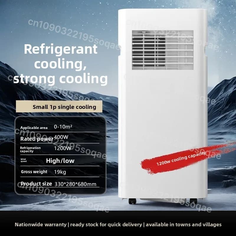Climatiseur mobile monophasé à refroidissement intégré 2HP sans unité extérieure, pour usage domesti