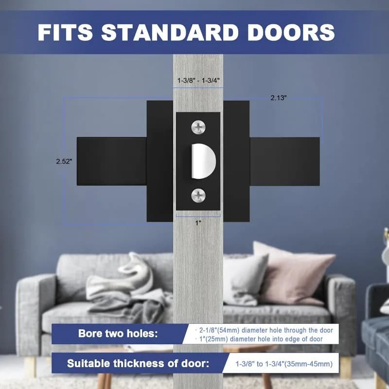 Paquet de 8 poignées de porte intérieures noires mates pour couloir et placard, porte intérieure car