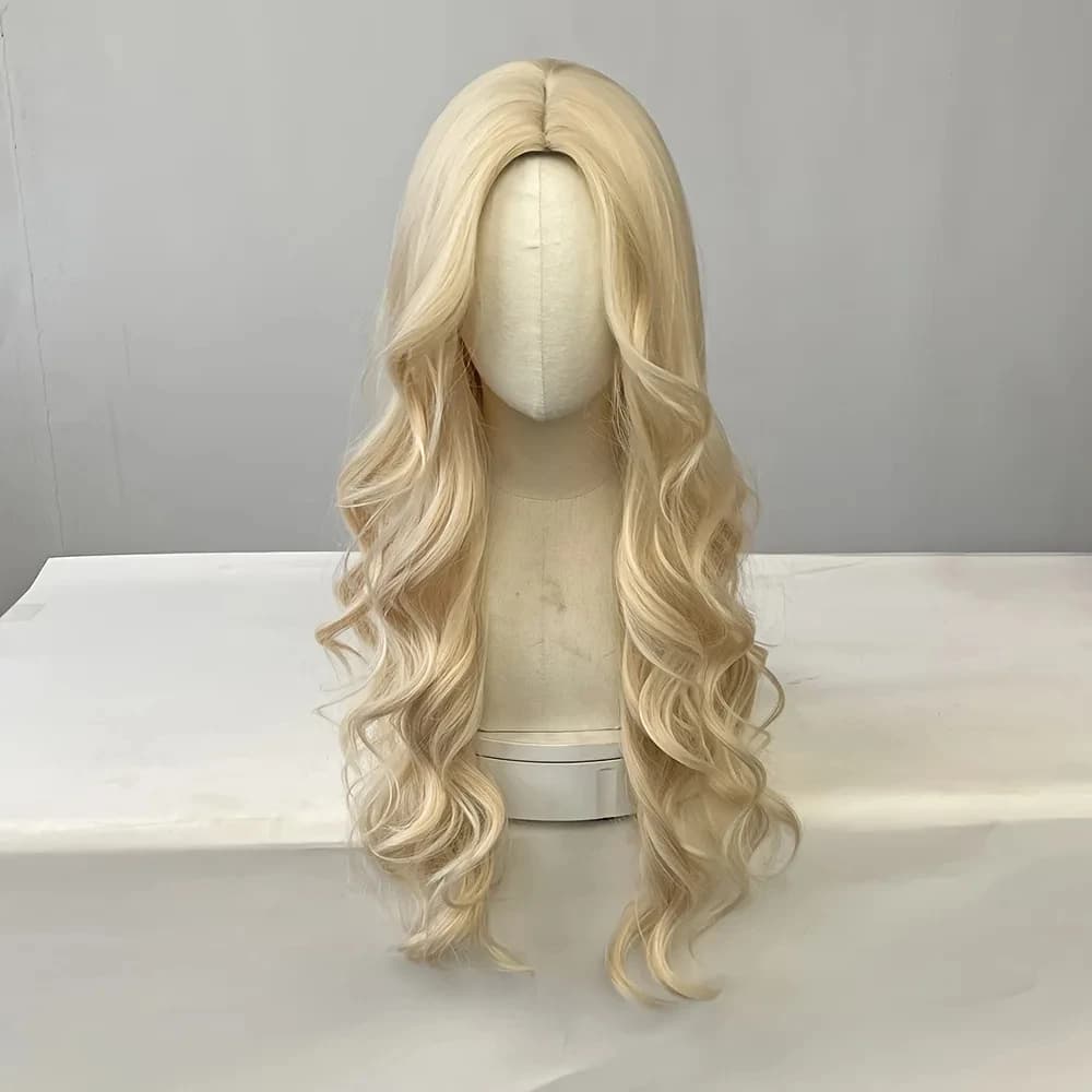 Perruque synthétique bouclée dorée pour cheveux longs bouclés pour fête, cosplay d'Halloween, usage 