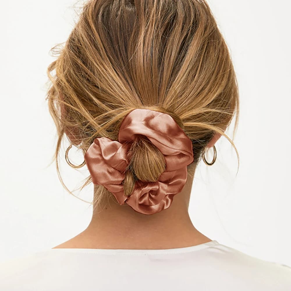 Chouchous en soie de mûrier 100%, bande de caoutchouc élastique, attaches pour cheveux, grandes cord