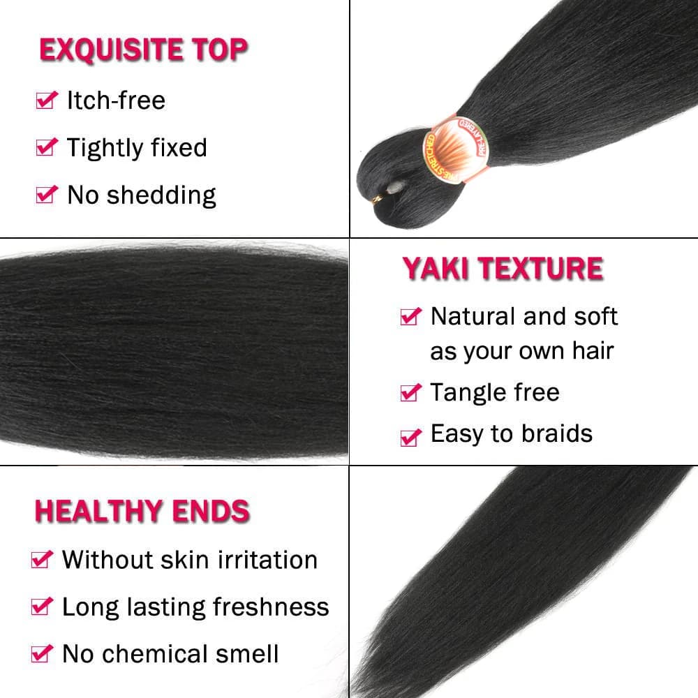 Tressage cheveux pré-étiré 26 pouces 3 paquets Yaki tressage cheveux pour tresses réglage de l'eau c