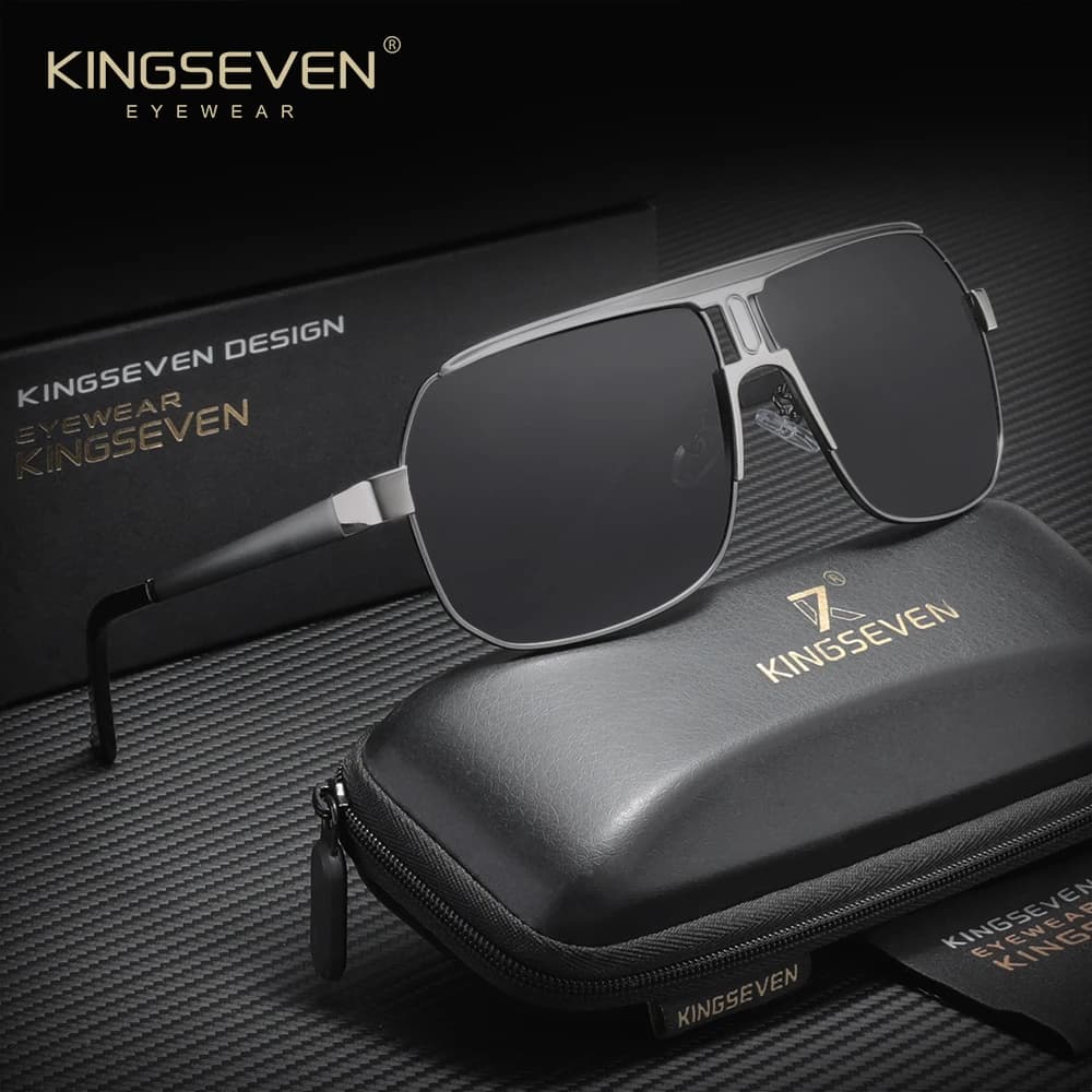 KINGSEVEN Lunettes de soleil de luxe modernes pour hommes et femmes, polarisées UV400, monture large