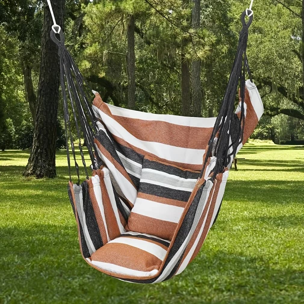 Chaise hamac de loisirs en toile, balançoire extérieure relaxante avec conception suspendue, matéria