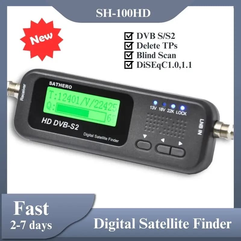 Détecteur de signal Sathero NOUVEAU SH-100HD DVB S2, localisateur de satellite numérique portable, m