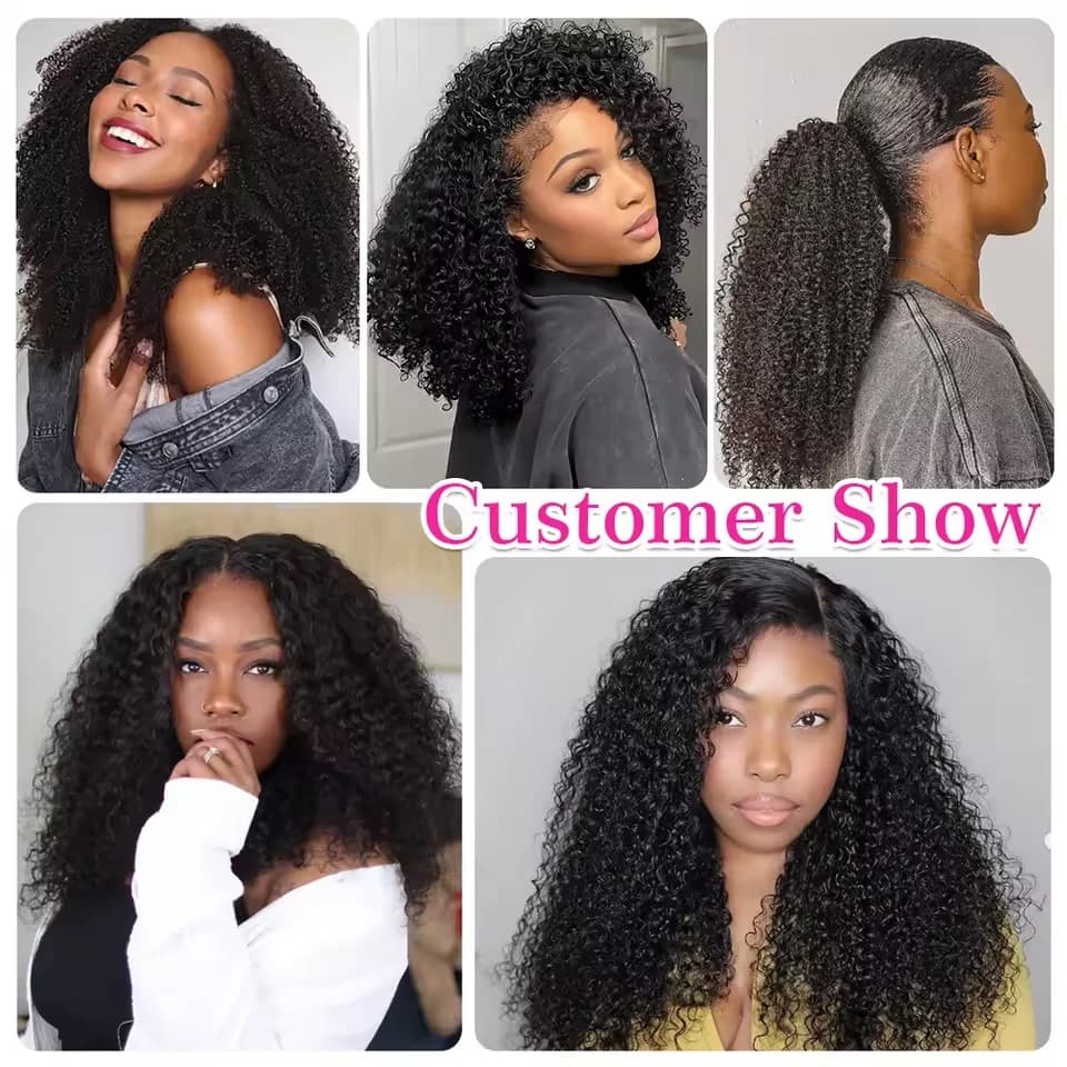 Mise à niveau 3 en 1 demi-perruque avec cordon de serrage sans couture Clip Ins Flip sur crépus bouc