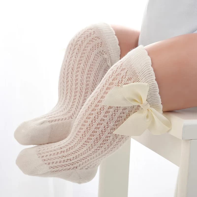 3 paires/lot été bébé filles chaussettes enfant en bas âge infantile nœud coton maille respirant cha
