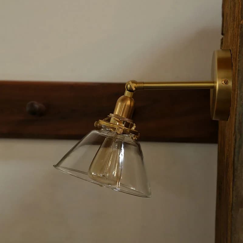 Applique Murale en Bronze Jaune, Style Nordique Rétro, Simple, pour Salle de Bain, Miroir en Verre, 