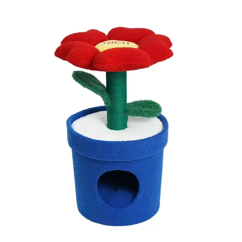 Nid de chat riche en fleurs, maison chaude pour chat, entièrement fermée, poste à gratter, tout-en-u