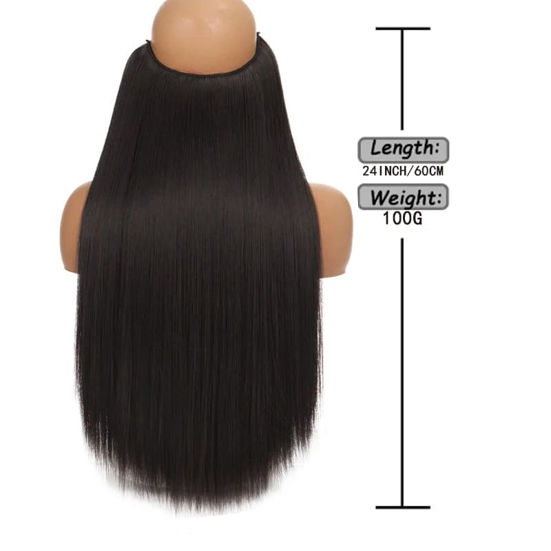 Extensions capillaires synthétiques invisibles de 24 pouces, sans Clip, avec ligne secrète, cheveux 