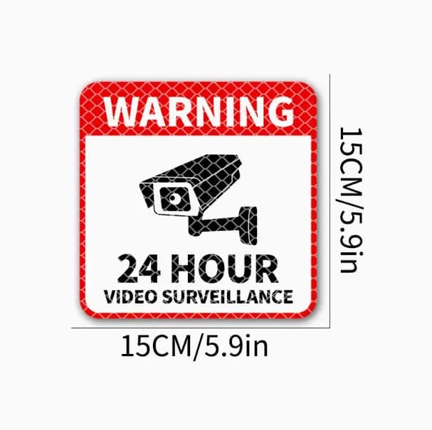 1 autocollant d'avertissement de vidéosurveillance 24 heures sur 24 (avec icône caméra) - Fabriqué e