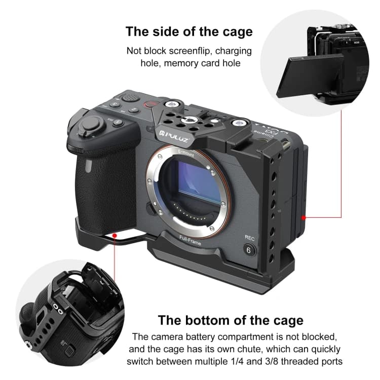 Cage de caméra vidéo PULUZ pour Sony ILME-FX30/FX3 pour appareil photo Sony, plate-forme stabilisatr