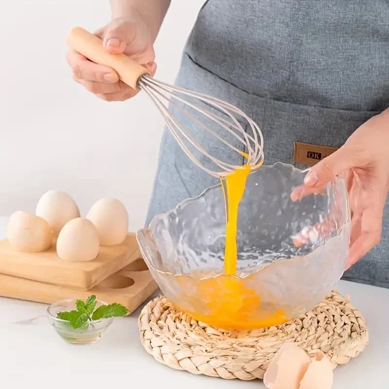 Ensemble d'ustensiles de cuisine avec manche en bois en silicone multicolore, antiadhésif, pot, spat
