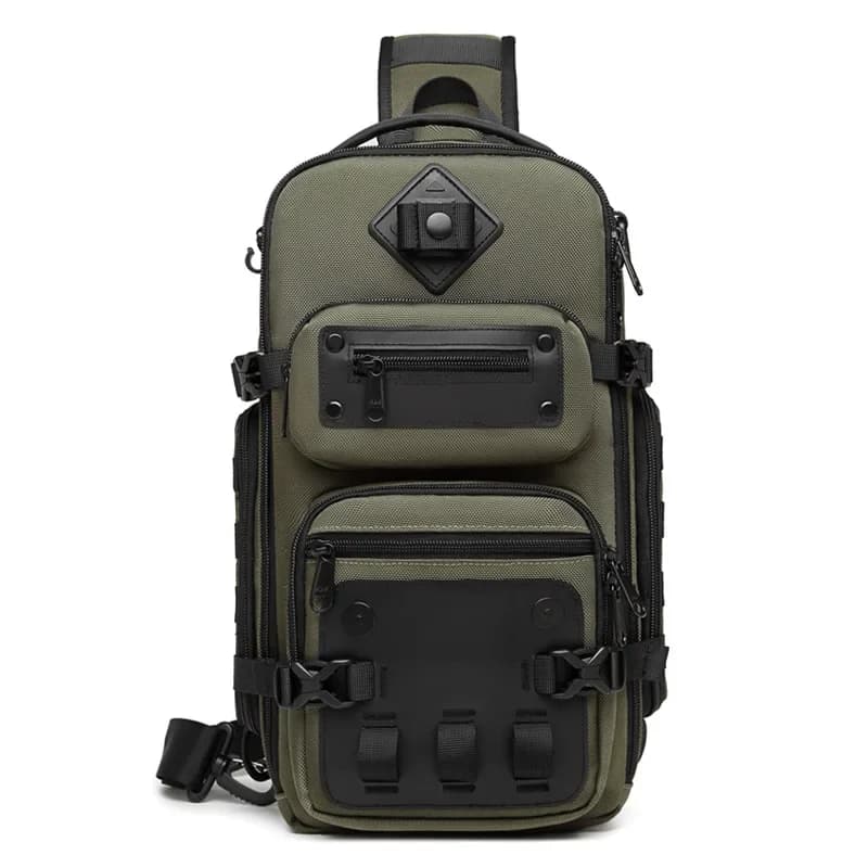 Ozuko sacs de ventre sac de poitrine pour hommes en plein air tactique une épaule sac à bandoulière 