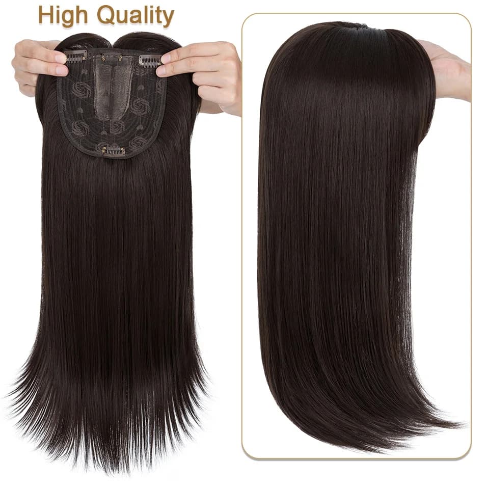Benehair cheveux Toppers pour femmes 18 '' Striaght Topper cheveux avec frange pour cheveux aminciss