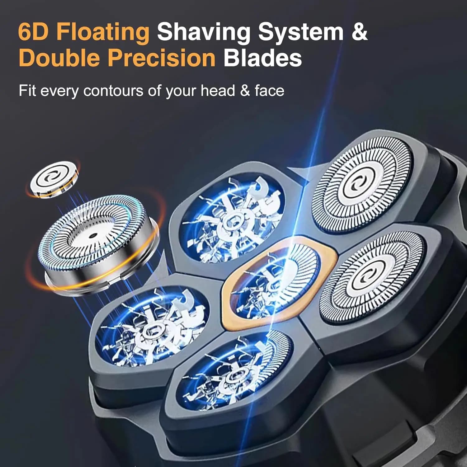Rasoir électrique flottant 6D pour hommes, rasoir pour tête chauve, tondeuse à cheveux pour barbe sè