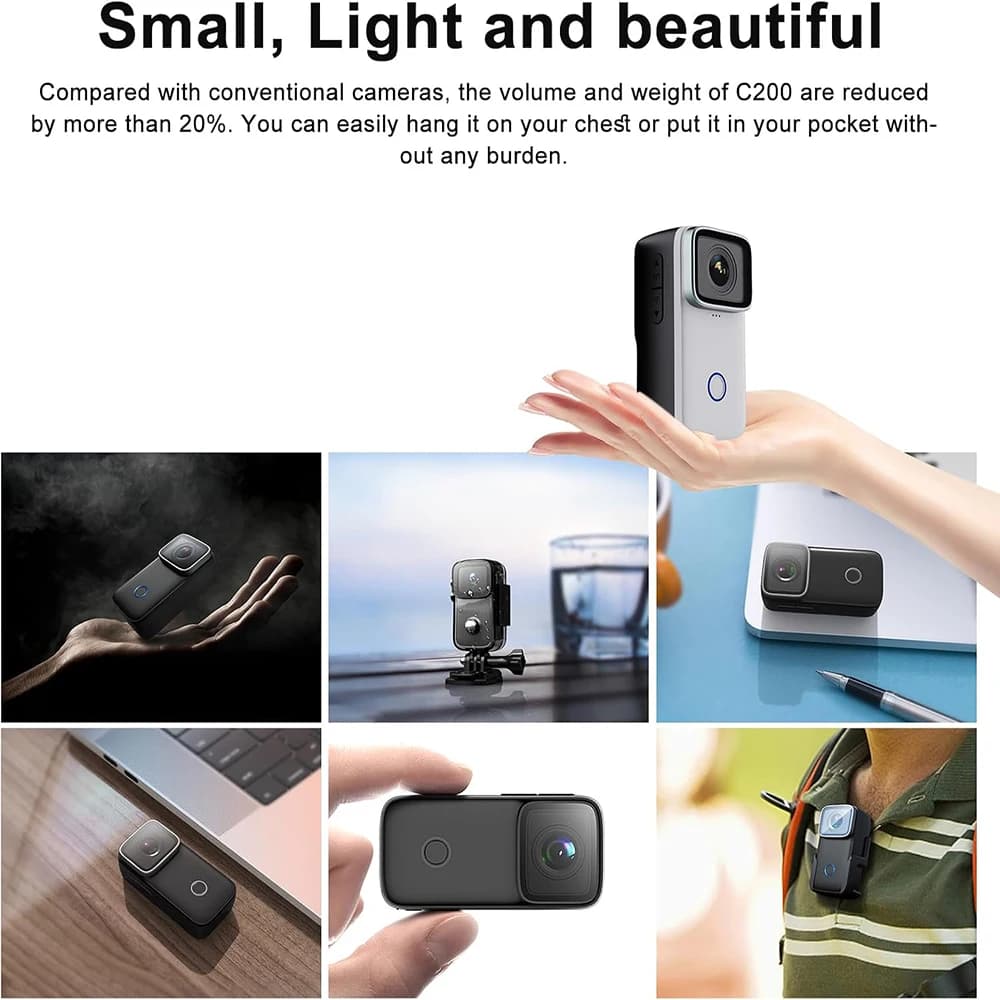 Caméra d'action 4K SJCAM C200 Pro avec boîtier portable, étanche 5M, vidéo FHD GYRO, Wi-Fi 5G, visio