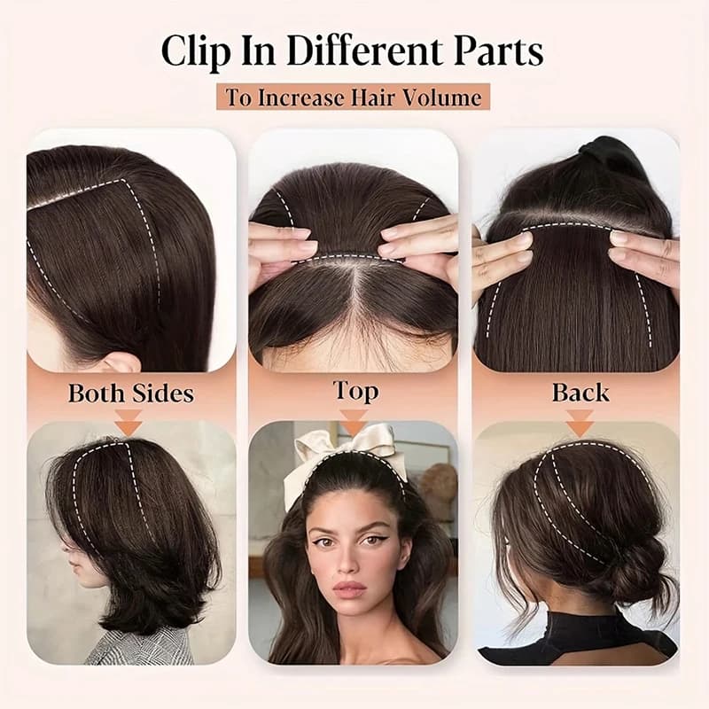 Extensions capillaires synthétiques invisibles sans couture, postiche à Clip pour augmenter le Volum