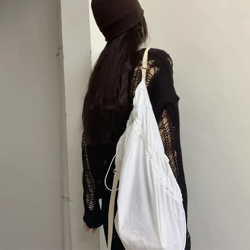 Karrram – pull gothique ajouré, surdimensionné, transparent, Streetwear, vêtements Grunge Y2k, print