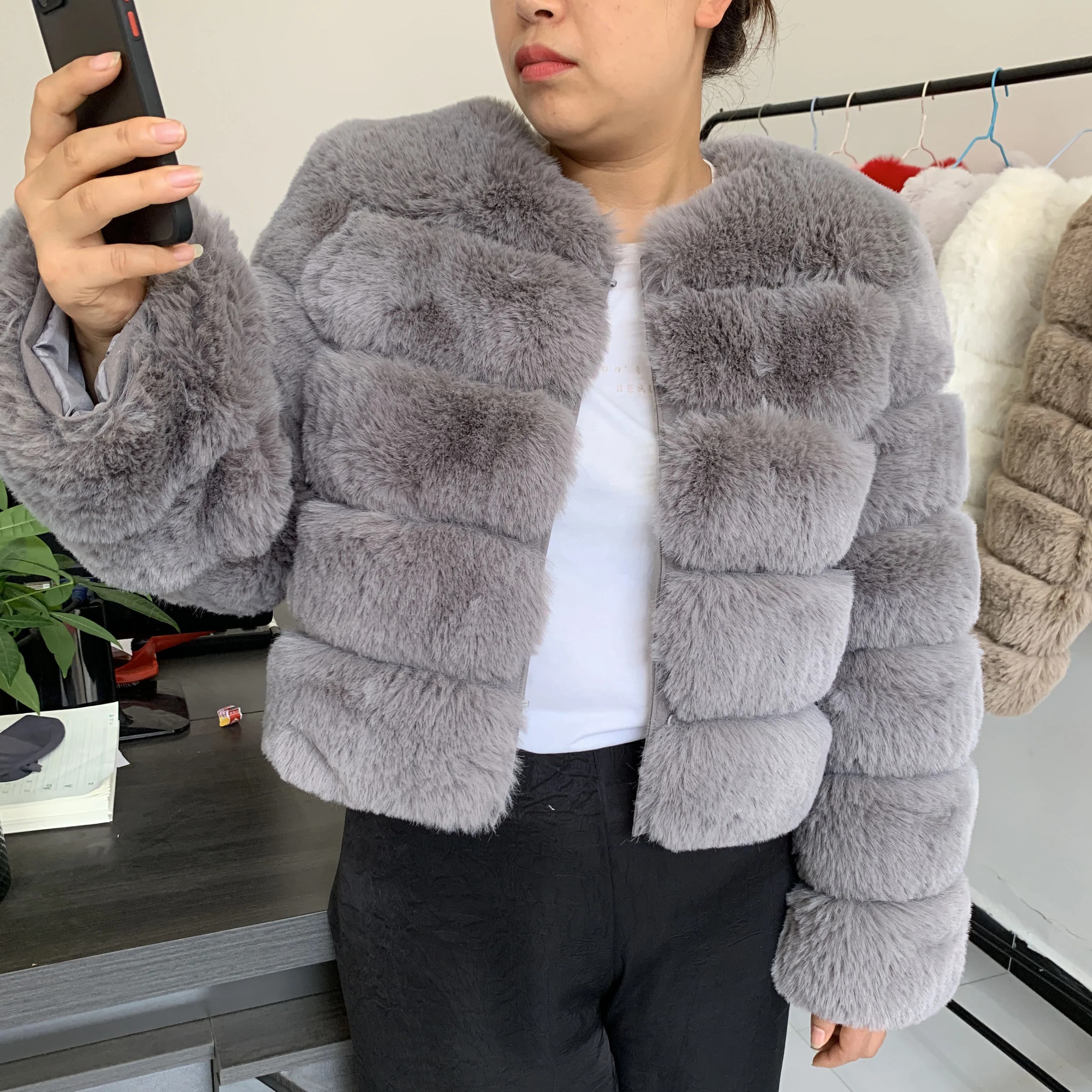 Manteau en fausse fourrure pour femme, super chaud, automne-hiver, court, fausse fourrure de renard,