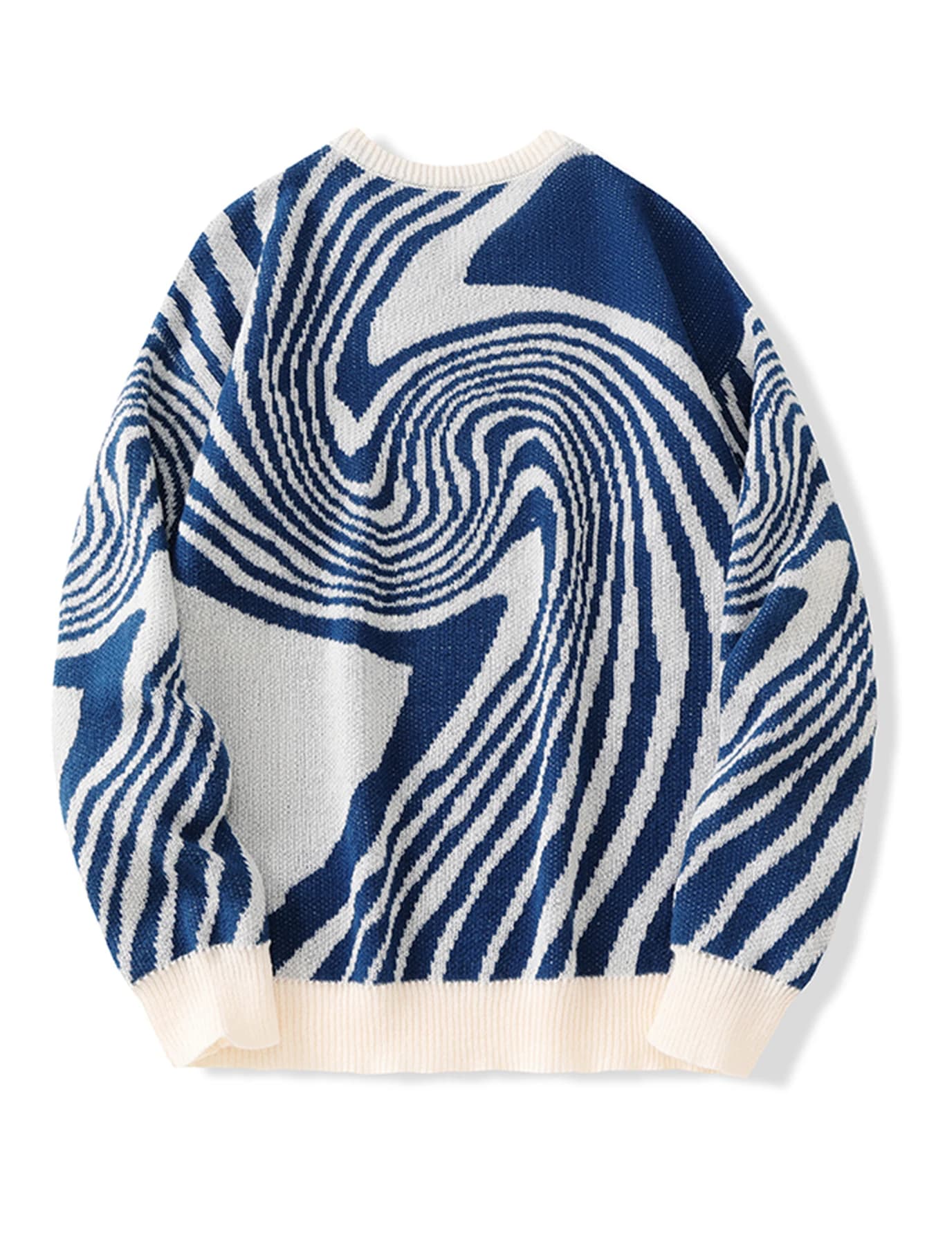 Pull à motif jacquard labyrinthe pour hommes, pull décontracté, col rond, les abonnés, document popu