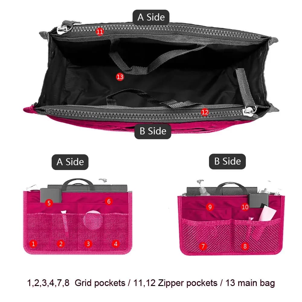 Sac à main de voyage pliable en nylon pour femme, sac à cosmétiques, fourre-tout de maquillage, doub