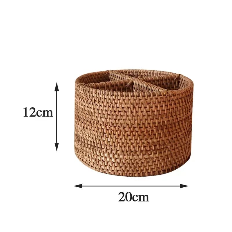 Panier de rangement en osier tissé à la main, panier de fruits Portable à quatre compartiments, pani