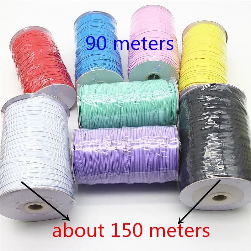 5m 10m 20m 40m 90m bande élastique 6mm couleur couture ménage élastique bande élastique vêtement acc