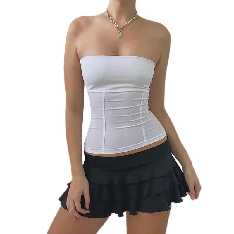 Corset sans bretelles pour femme, bustier sexy, coupe couvertes, blanc cassé, débardeurs lancés, vêt