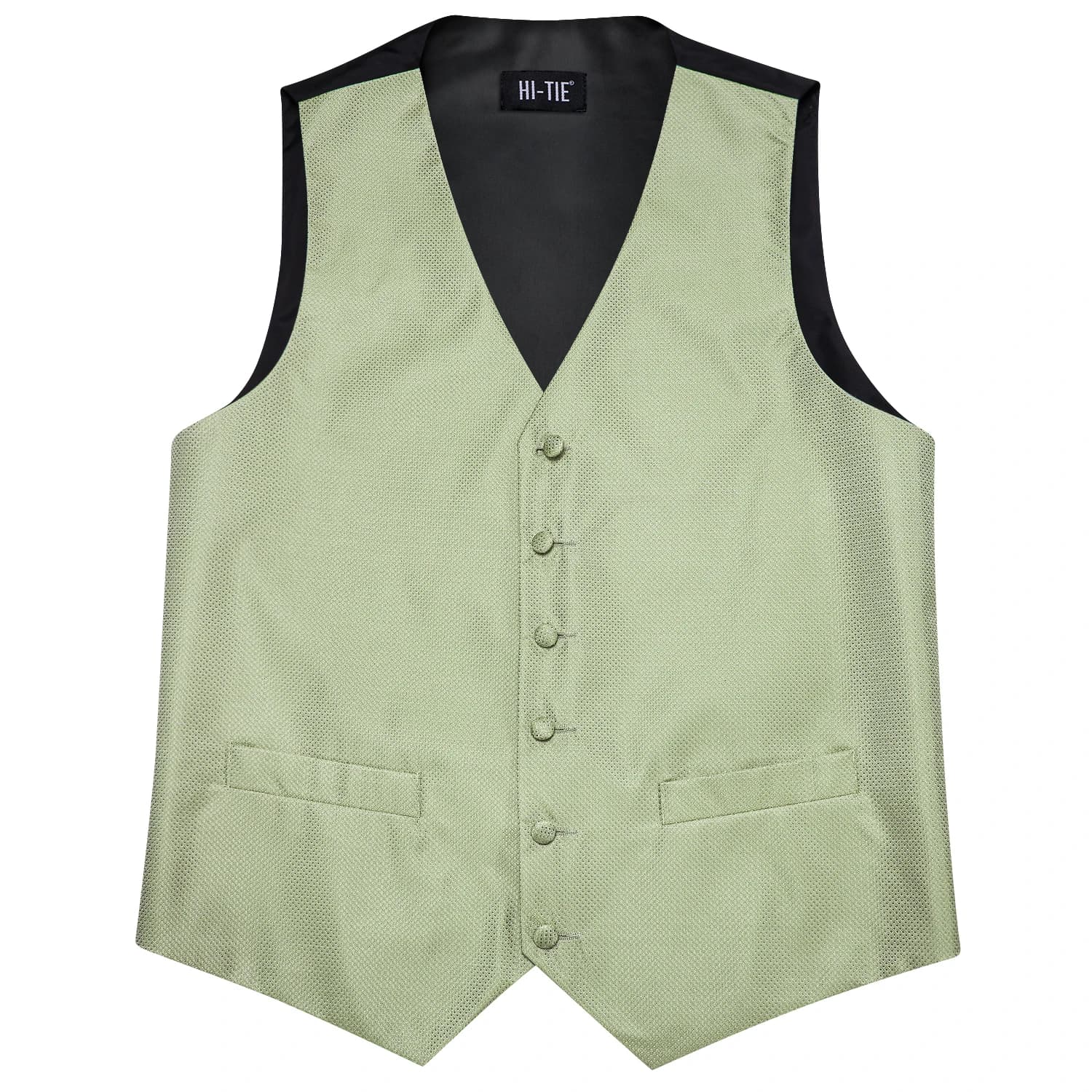 Gilet de costume homme vert sauge uni à motif floral, ensemble 4 pièces, avec gilet bleu tissé, crav