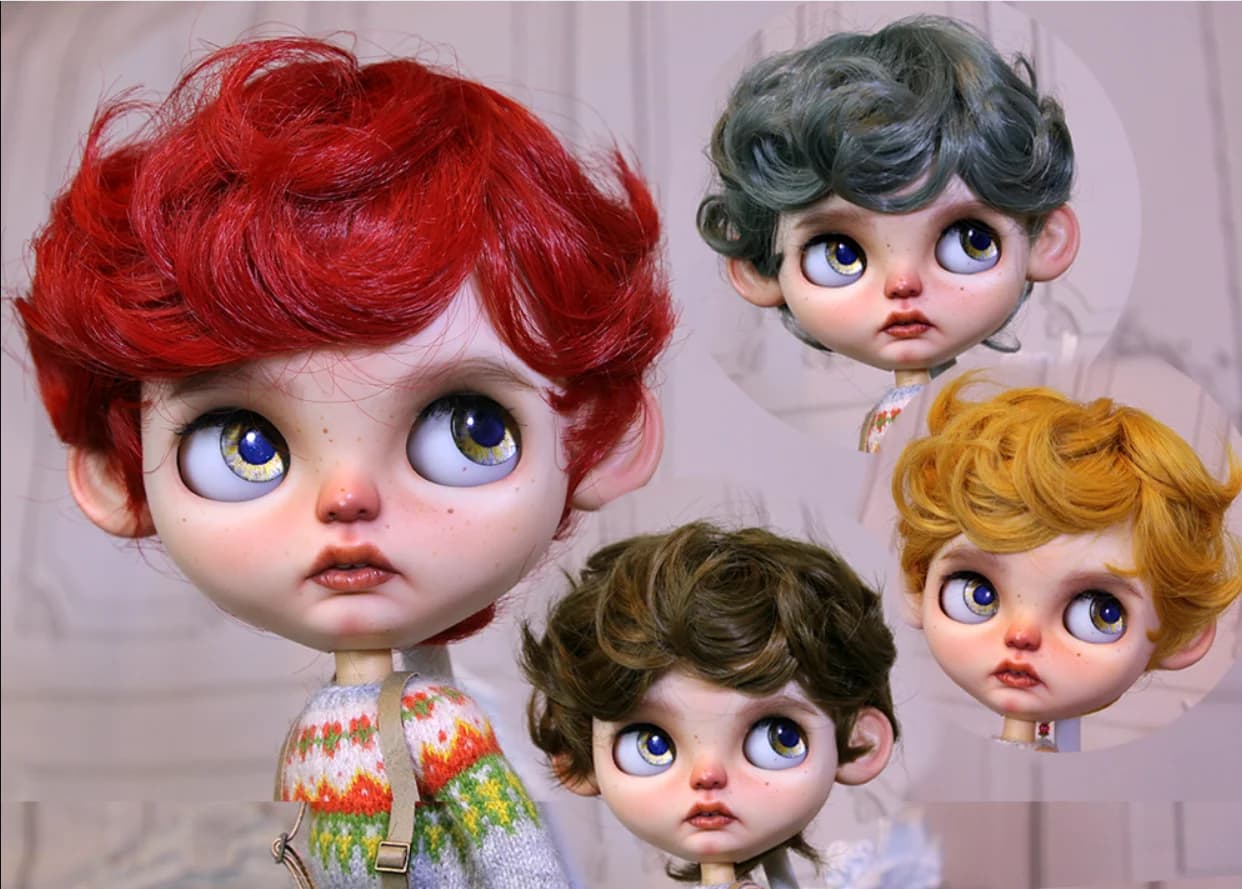 Perruque de poupée Blythe adaptée aux garçons de taille 1/6, cheveux bouclés en soie haute températu
