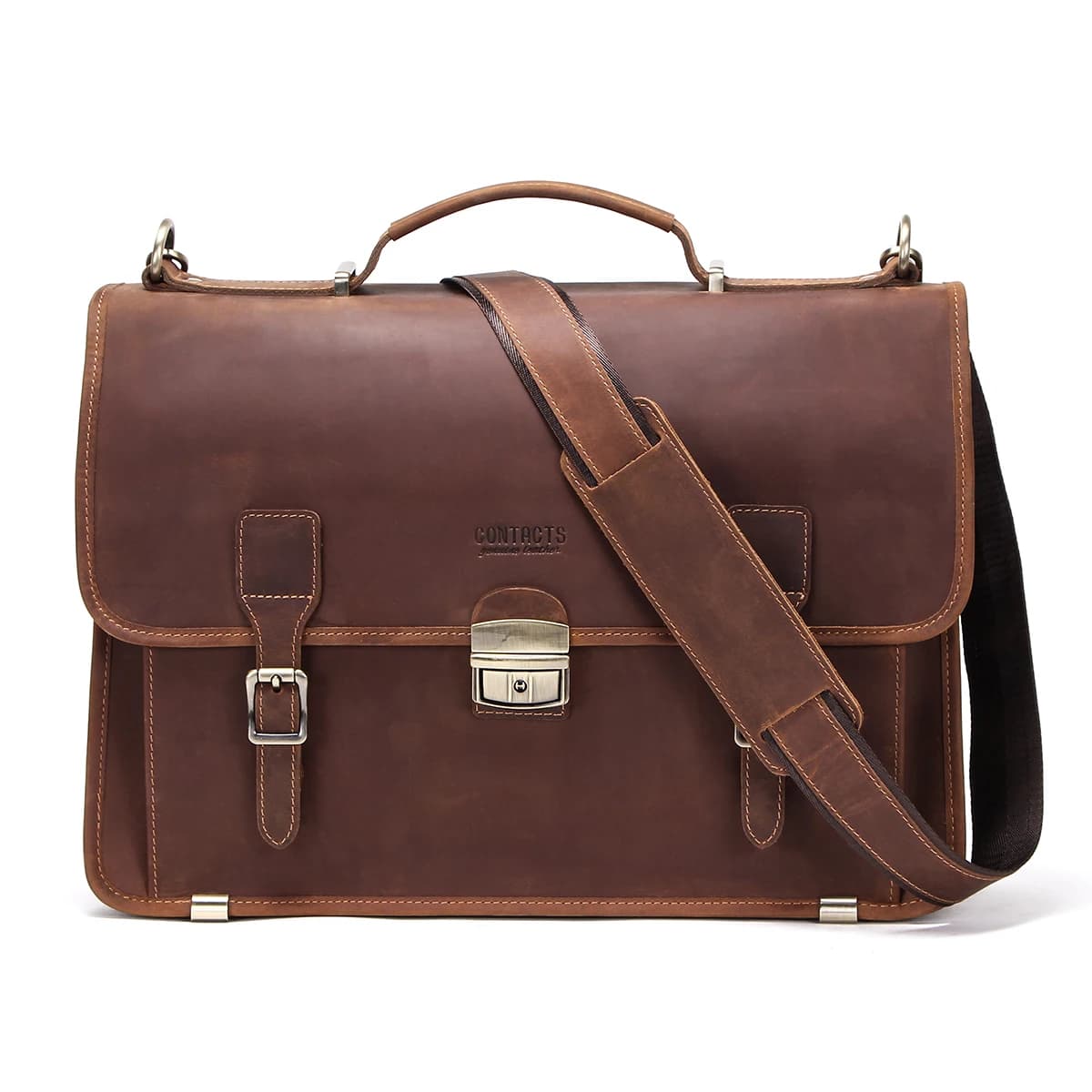 CONTACT'S sacs d'affaires en cuir véritable pour hommes porte-documents de haute qualité sac de bure