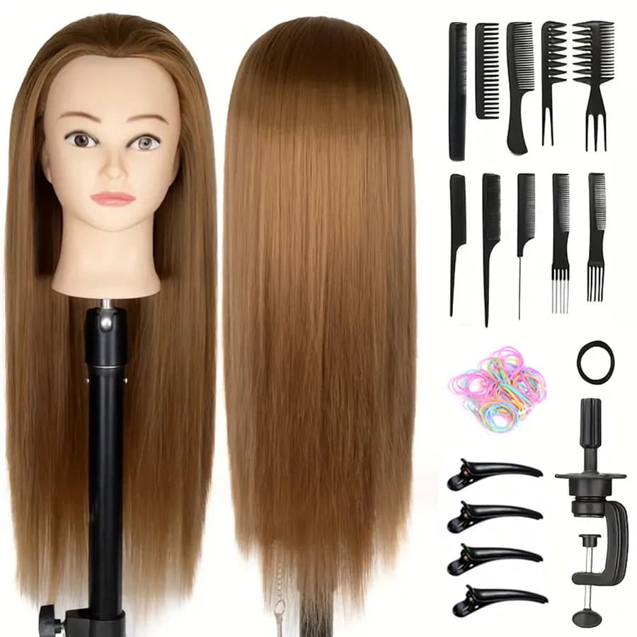 Tête de mannequin de 24 pouces, tête de poupée de pratique de mannequin de cosmétologie de maquillag