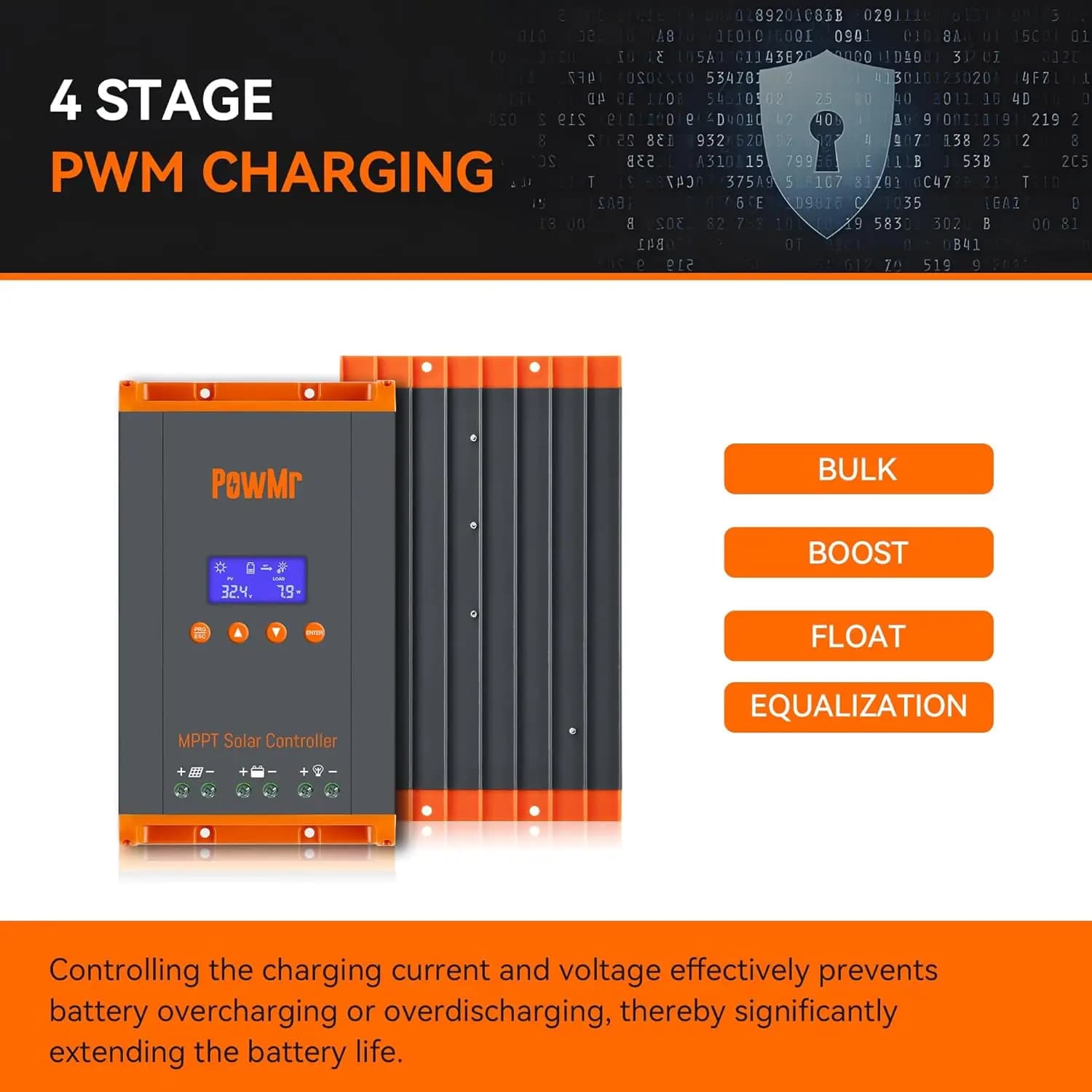 PowMr nouveau contrôleur de Charge solaire MPPT 60A 12 V/24 V/36 V/48 V LCD affichage panneau solair