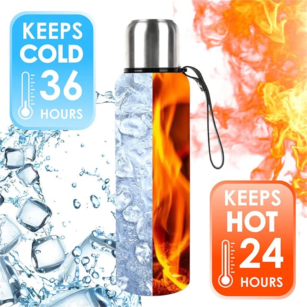 Bouteille thermique sous vide de grande capacité 500/1000ml, Double paroi en acier inoxydable 304, f