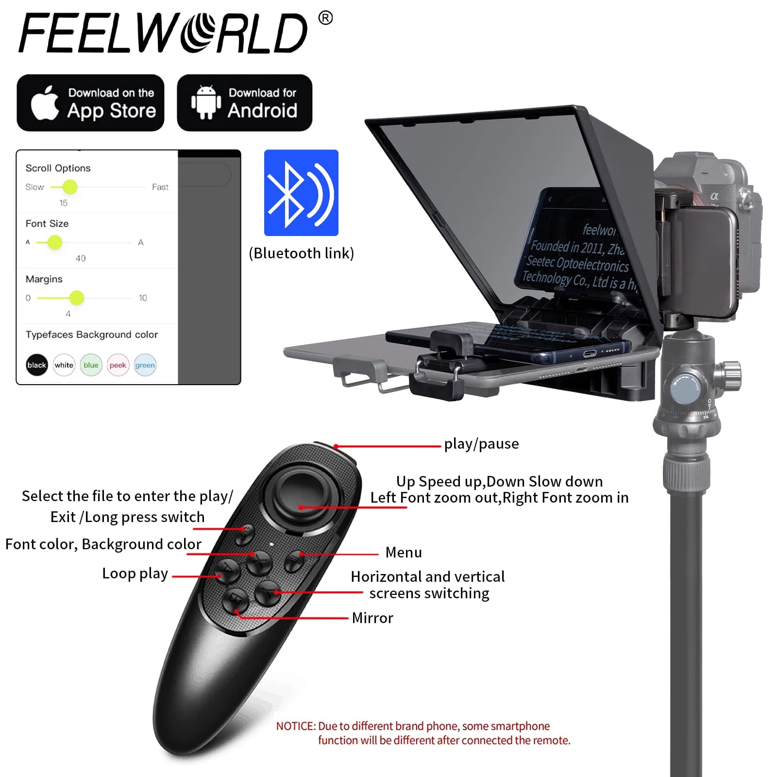 FEELWORLD – téléprompteur Portable TP2A, supporte moins de 8 pouces, prise de vue DSLR, Smartphone/t