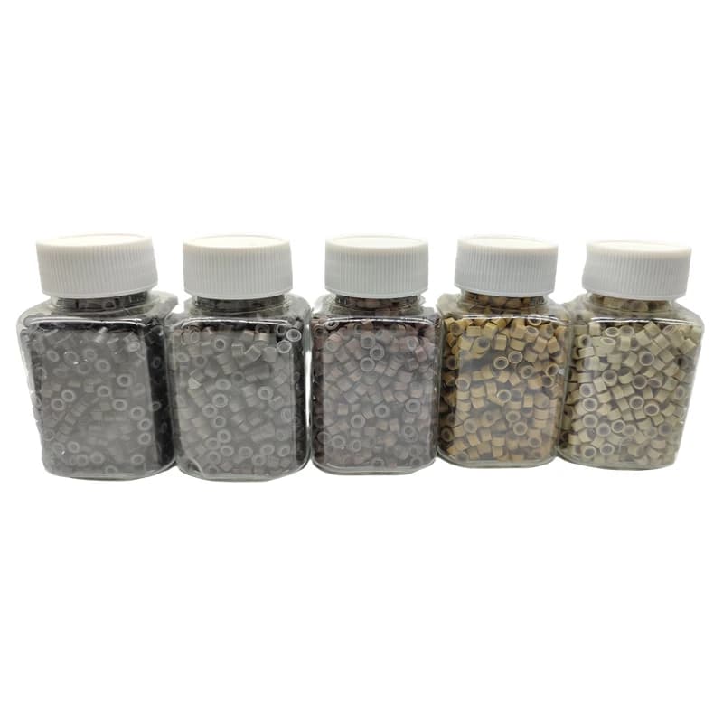 1000 pièces Extensions de cheveux Micro anneaux liens perles 5mm perles doublées de Silicone pour Ex