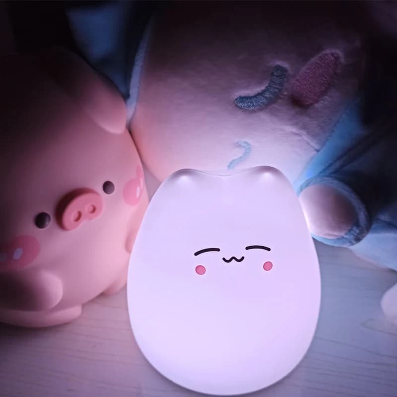 Mini lampe de nuit populaire pour bébé chat, 7 couleurs, Pat Touch, Protection des yeux à couleur ch