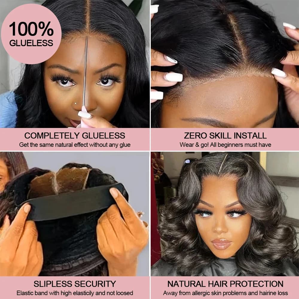 13x6 sans colle HD dentelle avant perruque vague de corps brésilien cheveux humains pré-coupé dentel