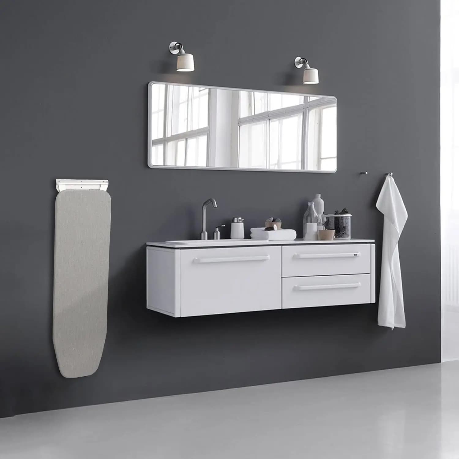 Planche à repasser murale pliable, support compact, maison, appartement, petits espaces