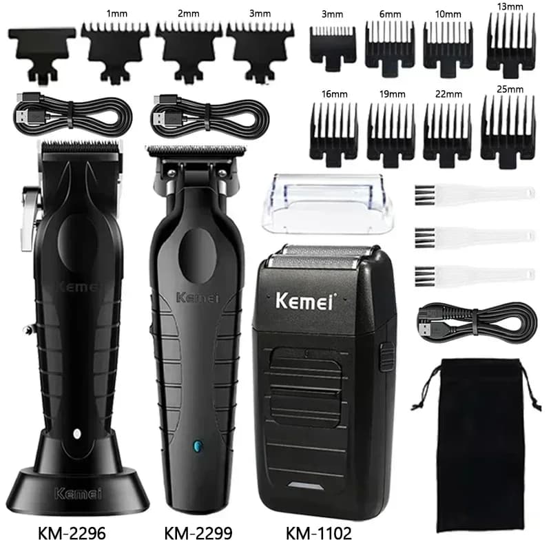 Kemei Kit de tondeuse à cheveux KM-2296 KM-2299 KM-1102 tondeuse à cheveux électrique pour hommes Ma