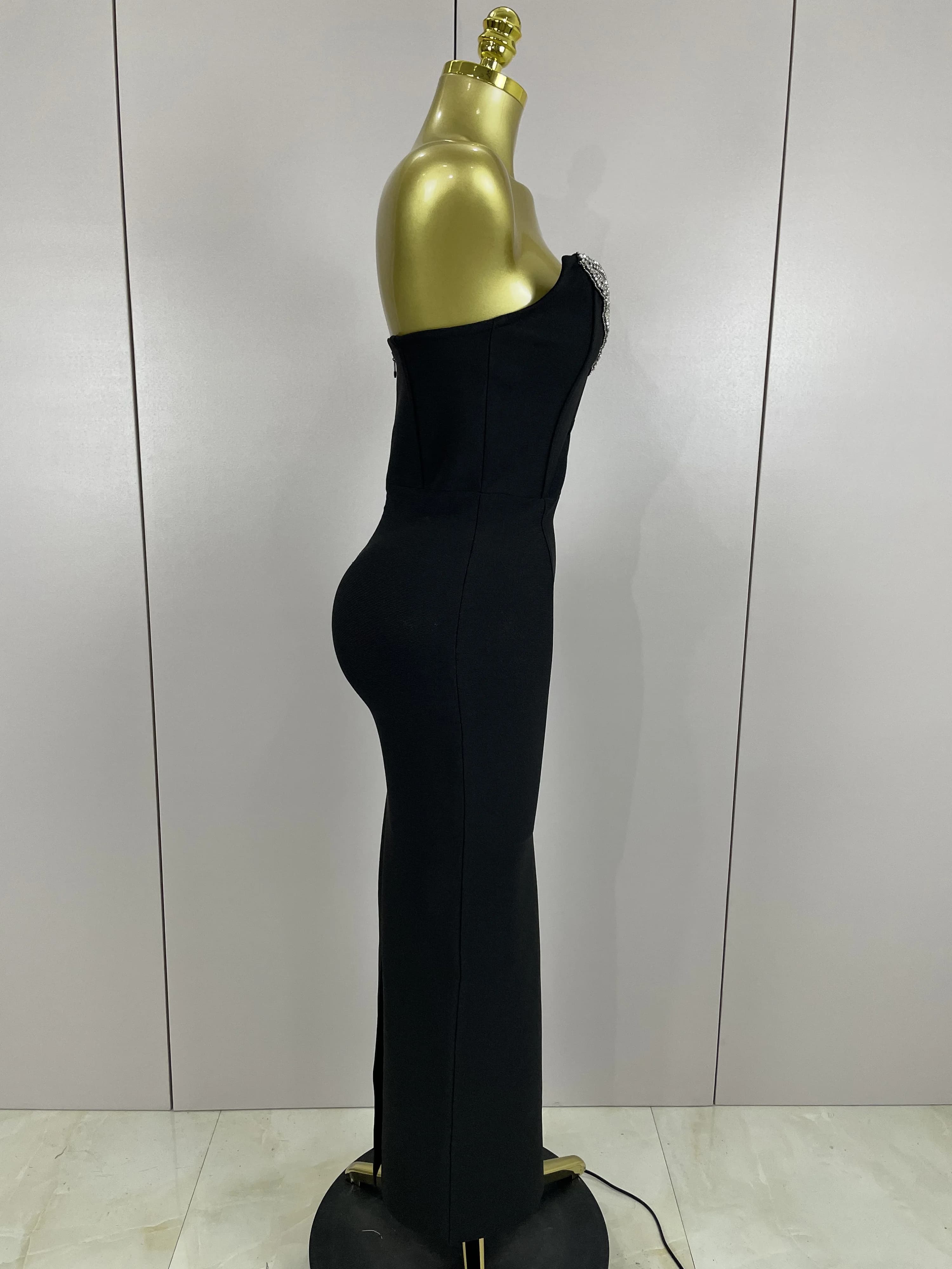 2025 femmes Sexy bretelles brillant strass moulante pansement longue robe mode célébrer soirée luxe 