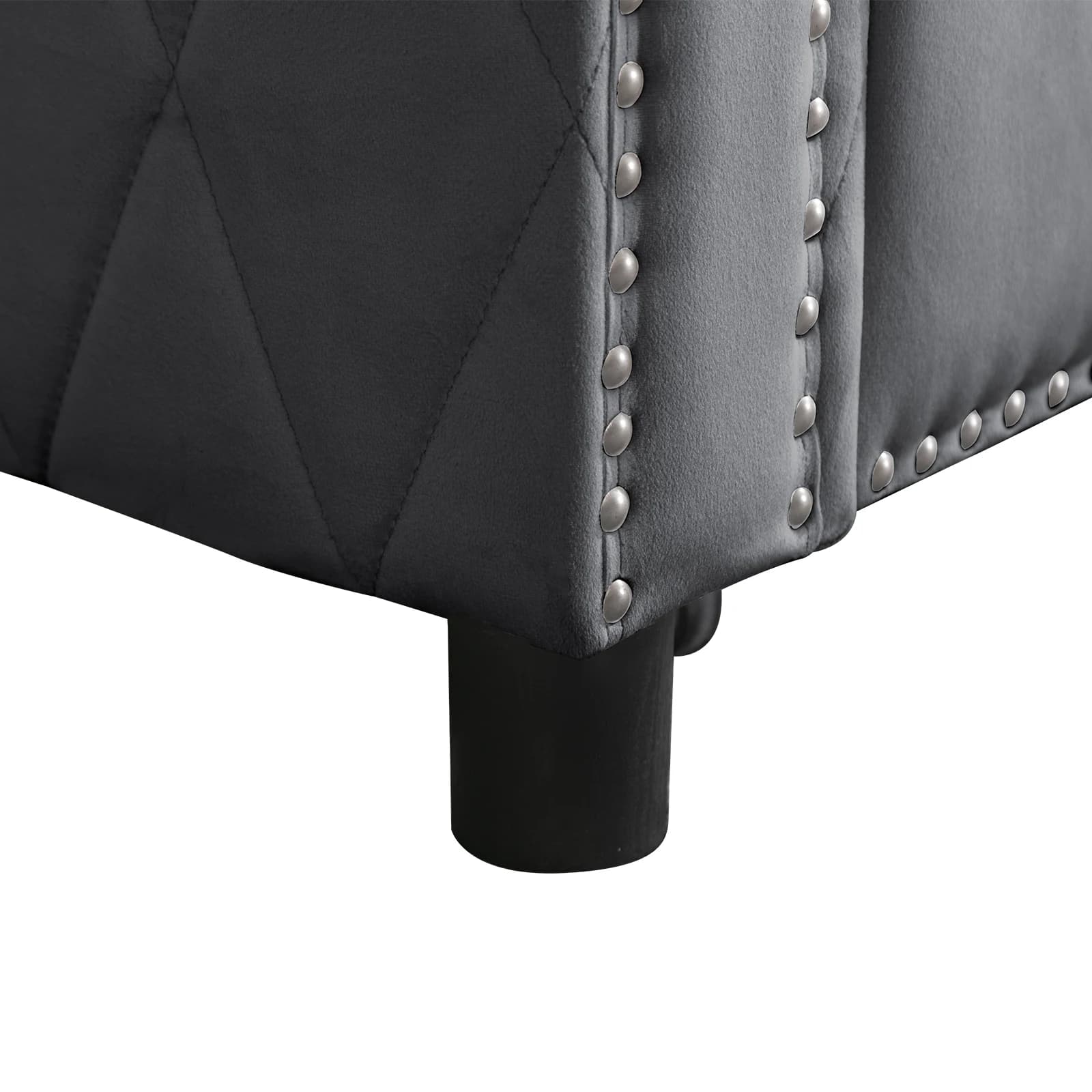 HORGgland-Canapé convertible en forme de L avec chaise de rangement, canapé-lit en velours, canapé-l