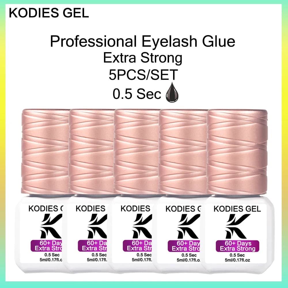 KODIES GEL-Colle à Cils Professionnelle, 0.5 Sec, Rétrégissant de Bain Supplémentaire, Imperméable, 